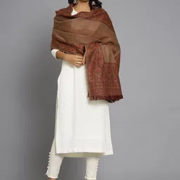 HANDICRAFT PALACE Women Beige Woven-Design Woolen Shawl-picture-35