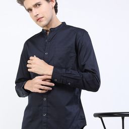 KETCH Men Navy Blue Slim Fit Cotton Casual Shirt-image-55