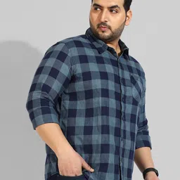 Instafab Plus Men Plus Size Classic Buffalo Checks Cotton Casual Shirt-20