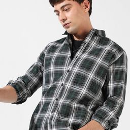 Campus Sutra Green Tartan Checks Classic Fit Cotton Casual Shirt-picture-25