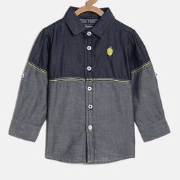 Nuberry Boys Charcoal & Grey Colourblocked Cotton Casual Shirt-picture-23