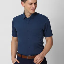 Peter England Men Navy Blue Slim Fit Formal Shirt-image-73