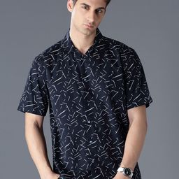 British Club Standard Abstract Printed Casual Shirt-image-80