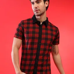 Campus Sutra Men Red Classic Checked Casual Shirt-image-27