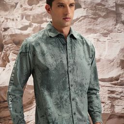 HIGHLANDER Camouflage Faded Cotton Casual Shirt-image-12