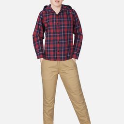 Gini and Jony Boys Red Regular Fit Tartan Checks Hooded Casual Shirt-image-83