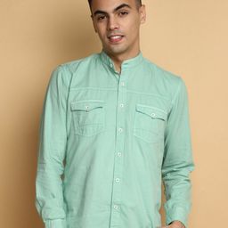 V-Mart Spread Collar Twill Cotton Casual Shirt-image-82
