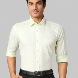 Raymond Men Green Regular Fit Formal Cotton Shirt-image-90