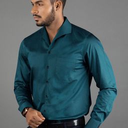 LOUIS STITCH Comfort Spread Collar Curved Cotton Formal Shirt-image-70