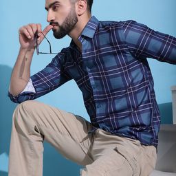 Indian Needle Classic Tartan Checks Cotton Casual Shirt-picture-38