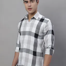 JAINISH Classic Buffalo Checks Spread Collar Cotton Casual Shirt-image-11