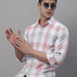 JAINISH Classic Checked Spread Collar Cotton Casual Shirt-image-7