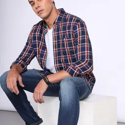 Lee Tartan Checked Spread Collar Cotton Shirt-image-34