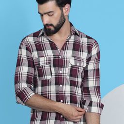 Indian Needle Classic Tartan Checked Pure Cotton Casual Shirt-image-48