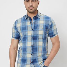 Mufti Slim Fit Tartan Checked Cotton Casual Shirt-picture-27
