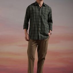 WROGN Slim Fit Tartan Checks Opaque Acrylic Casual Shirt-image-38