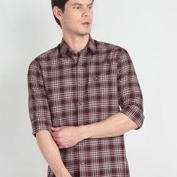 Arrow Sport Slim Fit Tartan Checked Pure Cotton Casual Shirt-image-51
