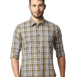 Basics Slim Fit Tartan Checks Cotton Checked Casual Shirt-image-30