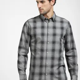 SELECTED Checked Button Down Collar Slim Fit Tartan Checks Organic Cotton Casual Shirt-picture-3