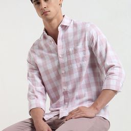 R&B Buffalo Checks Cotton Cutaway Collar Casual Shirt-picture-6