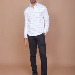 RAVINIK Men Slim Fit Windowpane Checks Opaque Checked Casual Shirt-picture-20