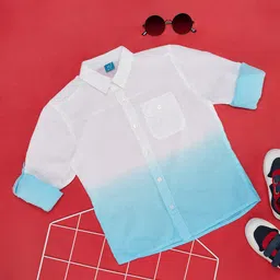 YU by Pantaloons Boys Ombre Spread Collar Roll Up Sleeves Pure Cotton Casual Shirt-picture-16