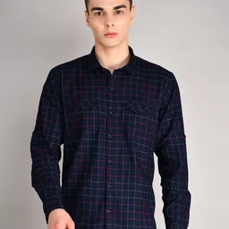 TIM PARIS Standard Tartan Checked Cotton Casual Shirt-image-44