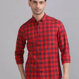 THE FORMAL CLUB Men Smart Fit Button-Down Collar Tartan Checked Cotton Casual Shirt-image-85