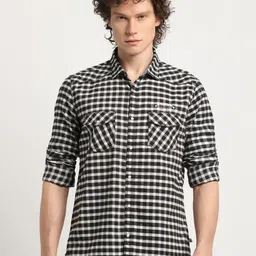 URBARO Gingham Checks Checked Smart Slim Fit Cotton  Casual Shirt-image-27