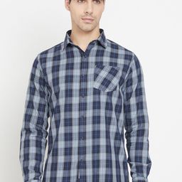 METTLE Men Blue & Grey Tartan Checked Casual Shirt-picture-13