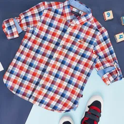 Pantaloons Junior Boys Other Checked Spread Collar Roll-Up Sleeves Cotton Casual Shirt-image-78