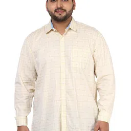 John Pride Plus Size Checked Pure Cotton Casual Shirt-image-17