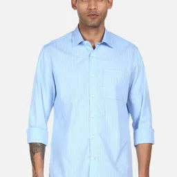 AD By Arvind Men Blue Opaque Checked Casual Shirt-image-19
