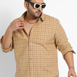 Instafab Plus Plus Size Classic Opaque Checked Casual Shirt-image-73