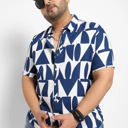 Instafab Plus Plus Size Classic Geometric Printed Casual Shirt-image-18