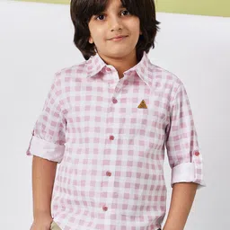 Stylo Bug Boys Slim Fit Opaque Checked Casual Shirt-image-15