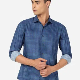 JB STUDIO Slim Fit Abstract Printed Spread Collar Long Sleeves Cotton Casual Shirt-image-53