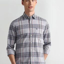 U.S. Polo Assn. Denim Co. Slim Fit Tartan Checks Opaque Casual Shirt-picture-42