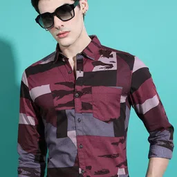 HIGHLANDER Abstract Printed Slim Fit Cotton Casual Shirt-image-16