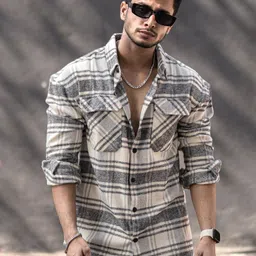 Powerlook India Slim Checked Drop-Shoulder Sleeves Oversized Casual Shirt-image-26