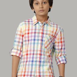UNDER FOURTEEN ONLY Boys Checked Cotton Casual Shirt-image-36