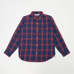 Cantabil Boys Navy Blue & Red Standard Checked Cotton Casual Shirt-image-61