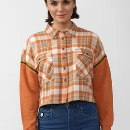 FOREVER 21 Women Tartan Checked Pure Cotton Casual Shirt-picture-18