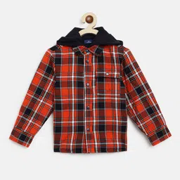Chicco Boys Copper-Toned Comfort Tartan Checks Checked Casual Shirt-image-65