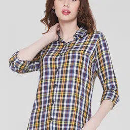 Vastraa Fusion Comfort Roll-Up Sleeves Tartan Checked Casual Shirt-picture-17