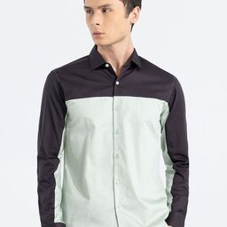 Snitch Classic Slim Fit Spread Collar Colourblocked Cotton Casual Shirt-image-43