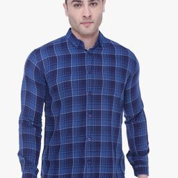 Kuons Avenue Men Blue Slim Fit Opaque Checked Casual Shirt-image-78