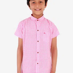Superminis Boys Red & White Regular Fit Checked Casual Shirt-image-61