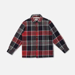 Pepe Jeans Boys Tartan Checks Spread Collar Long Sleeve Cotton Casual Shirt-21