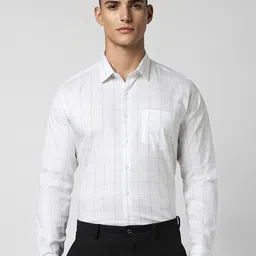 Van Heusen Checked Spread Collar Long Sleeves Slim Fit Formal Shirt-image-17